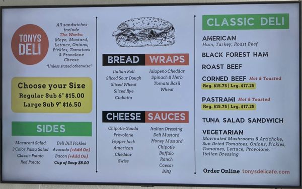 Menu photo 6 Tony's Deli Burbank, CA