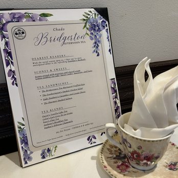 Chado Tea Room - Chado Bridgerton Afternoon Tea Menu - Tea Rooms Near Me - Pasadena, California