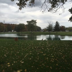 Moorefield Family Park - Small pond with ducks and benches.