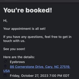 Confirmation of my appointment