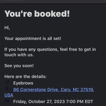Navi Nails Spa - Confirmation of my appointment - Nail Salons Near Me - Cary, North Carolina