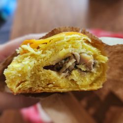 Chicken Pie cross section.  Too much dough.