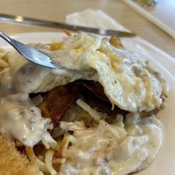 Huddle House - I like the stuffed hash browns