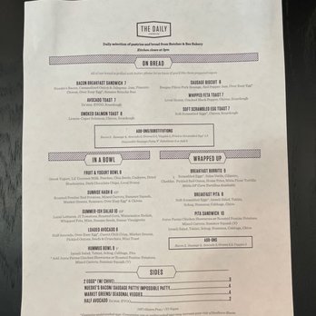 The Daily - Food menu - Coffee & Tea Near Me - Charleston, South Carolina