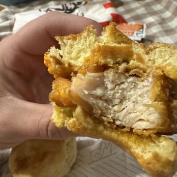 KFC - The only bit of chicken on the chicken sandwich. And it was dryyyyyy - Fast Food Near Me - Surprise, Arizona KFC - The only bit of chicken on the chicken sandwich. And it was dryyyyyy - Fast Food Near Me - Surprise, Arizona
