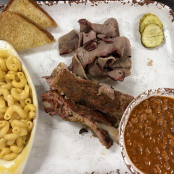 Branding Iron BBQ - Combo - Brisket and Pork Ribs with charro beans and mac&cheese on side  (Classic Combo Pick 2) - Barbeque Near Me - Harrisonville, Missouri