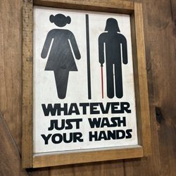Bernie's Barber Shop - Star wars themed bathroom sign.