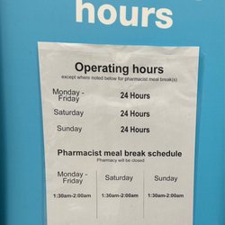 Walgreens - Pharmacy hours as of 06/14/2023.