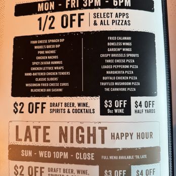 Yard House - Happy hour menu - New American Near Me - Costa Mesa, California