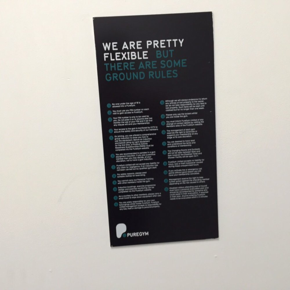 Pure Gym - Some rules, apparently - Trainers Near Me - London, XGL