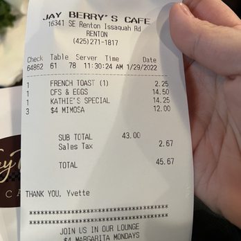 Jay Berry's Cafe - Breakfast & Brunch Near Me - Renton, Washington