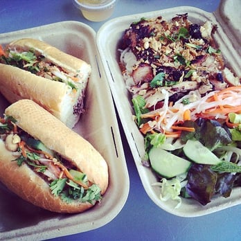 Da Nang Vietnamese Eatery - Steak bahn mi on the left, Chicken noodle on the right - Food Trucks Near Me - Eugene, Oregon