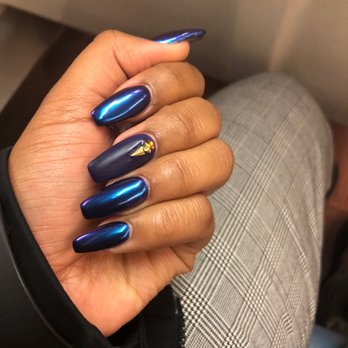 Persimmon Nail Spa - Chrome gel polish (color #4) with a black base coat. Done by Leo. - Nail Salons Near Me - Washington, DC, District of Columbia Persimmon Nail Spa - Chrome gel polish (color #4) with a black base coat. Done by Leo. - Nail Salons Near Me - Washington, DC, District of Columbia