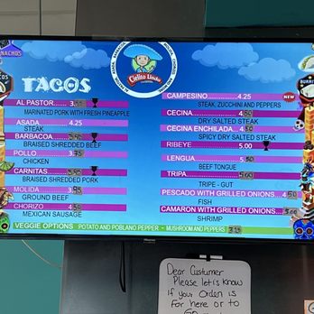 Cielito Lindo Taqueria - Menu - Mexican Near Me - Williamsville, New York