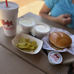 Rudy's "Country Store" and Bar-B-Q - BBQ Pulled Pork, Potato Salas and Coleslaw.