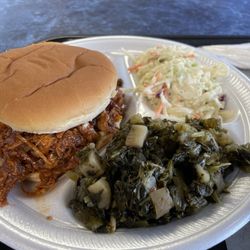 Amazing Grace BBQ - Bbq pork, Cole slaw and turnip greens