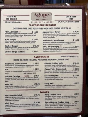 Menu photo 2 Agape Restaurant 8:39 Paso Robles, CA Menu photo 2 Agape Restaurant 8:39 Paso Robles, CA