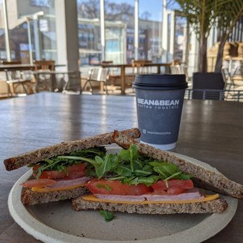 Bean & Bean - ham and cheese sandwich, a cup of "joe" - Coffee Roasteries Near Me - Little Neck, New York