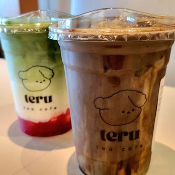 Teru Tea Cafe - Brown Sugar Hojicha ($6.75) and a Strawberry Matcha ($6.75) - Coffee & Tea Near Me - Las Vegas, Nevada Teru Tea Cafe - Brown Sugar Hojicha ($6.75) and a Strawberry Matcha ($6.75) - Coffee & Tea Near Me - Las Vegas, Nevada