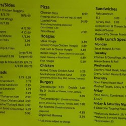 Lenoxburg Store - New menu August 2017