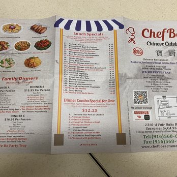 Chef Bo - Menu 7/26/22 - Chinese Near Me - Sacramento, California Chef Bo - Menu 7/26/22 - Chinese Near Me - Sacramento, California