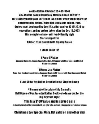 Menu photo 6 Venice Italian Kitchen Atlantic Beach, NC