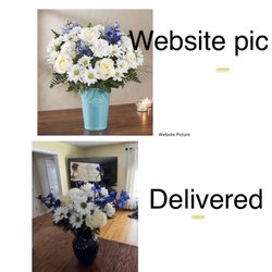 Jodi's - Photo of what was advertised on the website and actual arrangement that was delivered.