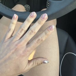 Cat eye ombré nails with builder gel