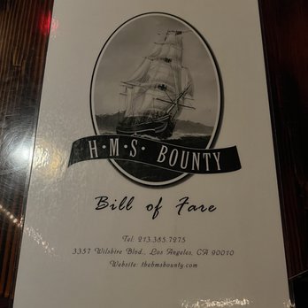 HMS Bounty - Menu cover - Bars Near Me - Los Angeles, California