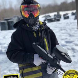 Marked - My middle son has now joined the ranks playing low caliber paintball.