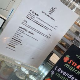 Seasonal latte menu