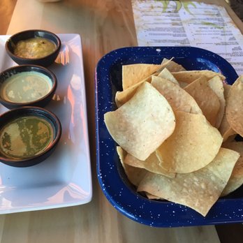 Casa Corazon Restaurant - Chips and 3 salsas (front to back: tomatillo, creamy jalapeño, and pineapple) from the salsa bar. There is a SALSA BAR! - Mexican Near Me - Phoenix, Arizona Casa Corazon Restaurant - Chips and 3 salsas (front to back: tomatillo, creamy jalapeño, and pineapple) from the salsa bar. There is a SALSA BAR! - Mexican Near Me - Phoenix, Arizona
