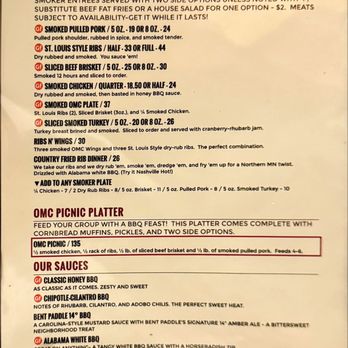 OMC Smokehouse - Menu 12/27/24 p3 - Barbeque Near Me - Duluth, Minnesota