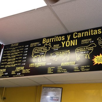 Carnitas & Burritos Yoni - menu - Mexican Near Me - El Paso, Texas