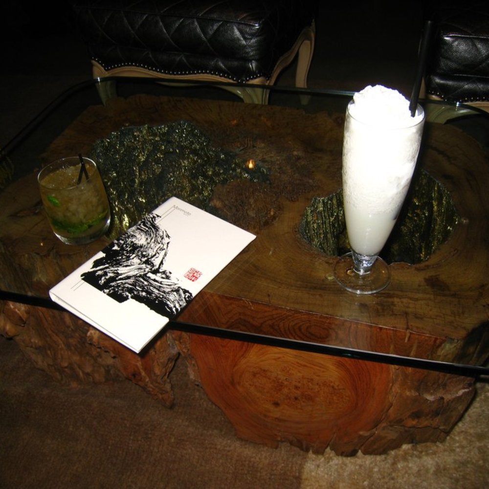 Morimoto Napa - Drinks while waiting for our table (yuzu julep and lychee-yuzu daquiri) - Japanese Near Me - Napa, California