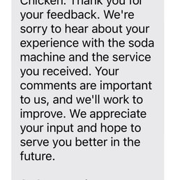 Response from Dave's Hot Chicken after completing their customer satisfaction survey.