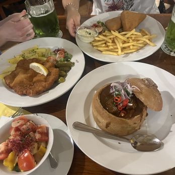 Restaurant U Špirků - goulash, side salad, pork schnitzel, and fried cheese - Czech Near Me - Prague, Puerto Rico Restaurant U Špirků - goulash, side salad, pork schnitzel, and fried cheese - Czech Near Me - Prague, Puerto Rico