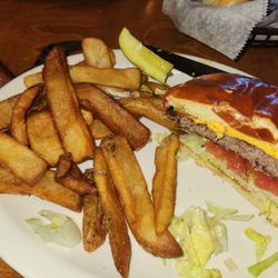 Texas Roadhouse - These are the cold frys I received with my overcooked hamburger.