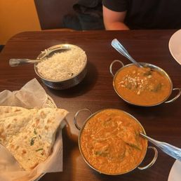 Garlic Naan, Chicken Tikka Masala, Lamb KORMA