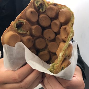 Mr. T Cafe - Matcha egg puff! With white chocolate filling - Coffee & Tea Near Me - San Francisco, California
