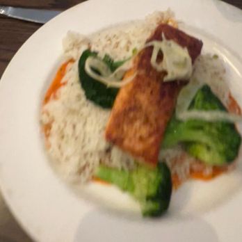 Burtons Grill & Bar - Salmon Romesco - New American Near Me - Nashua, New Hampshire