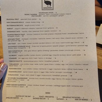 Geraldine's - Menu - New American Near Me - Austin, Texas