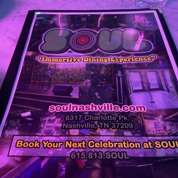 Soul - Front of the Menu - Italian Near Me - Nashville, Tennessee