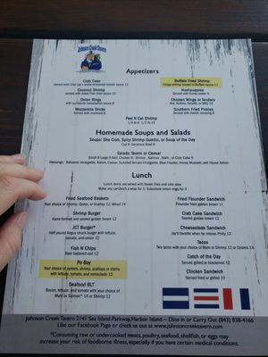 Menu photo 4 Johnson Creek Tavern Harbor Island, SC