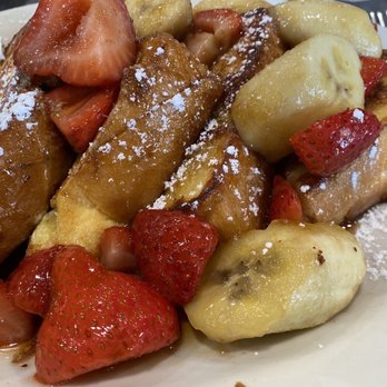 Ball Square Cafe - Caramel iced strawberries and banana french toast - Breakfast & Brunch Near Me - Somerville, Massachusetts Ball Square Cafe - Caramel iced strawberries and banana french toast - Breakfast & Brunch Near Me - Somerville, Massachusetts