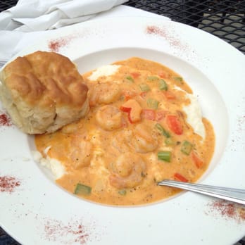Midnight Diner - Shrimp and grits! It was ok. Biscuit was A M A Z I N G ... So fluffy and soft. Only $9.99 - Diners Near Me - Charlotte, North Carolina