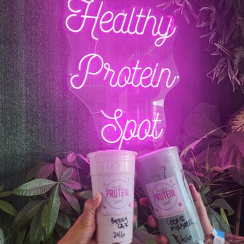 Healthy Protein Spot - Berry Oat (left), and Cookie Monster* (right) very tasty. - Juice Bars & Smoothies Near Me - Anaheim, California Healthy Protein Spot - Berry Oat (left), and Cookie Monster* (right) very tasty. - Juice Bars & Smoothies Near Me - Anaheim, California