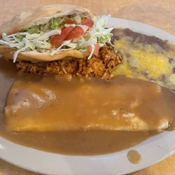Maria's Mexican Restaurant - Beef taco, burrito with beans and rice