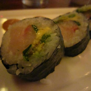 Uchiko Austin - P-38 Close-up - japanese yellowtail, avocado, yuzu kosho, grilled negi, cilantro - Sushi Bars Near Me - Austin, Texas Uchiko Austin - P-38 Close-up - japanese yellowtail, avocado, yuzu kosho, grilled negi, cilantro - Sushi Bars Near Me - Austin, Texas