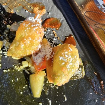 Clandestino - Fried Squash Blossoms (half eaten) - Cocktail Bars Near Me - Palm Springs, California